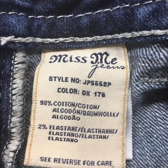 NWOT Miss Me CAPRI JP5668P Stretch Denim Dark Wash(DK 176) Embellished Pockets - Picture 6 of 10